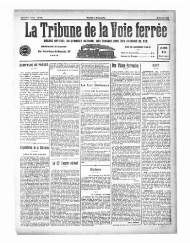 La Tribune de la voie ferrée, n° 552, 28 février 1909