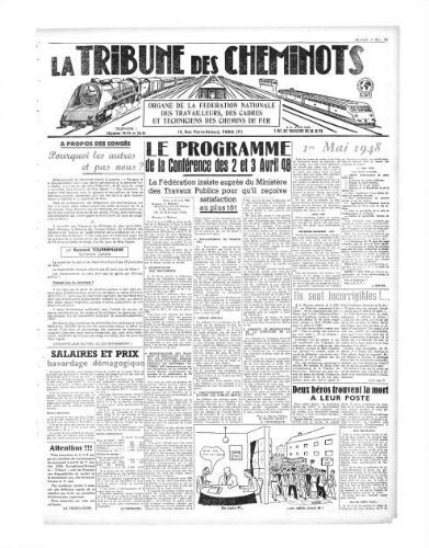 La Tribune des cheminots, [sans numérotation], 24 avril 1948 - 1er mai 1948