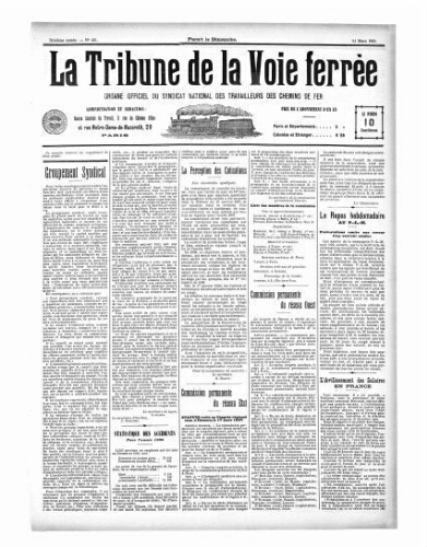 La Tribune de la voie ferrée, n° 451, 24 mars 1907
