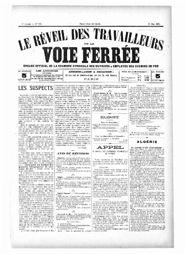 Le Réveil des travailleurs de la voie ferrée, n° 133, 27 mai 1895