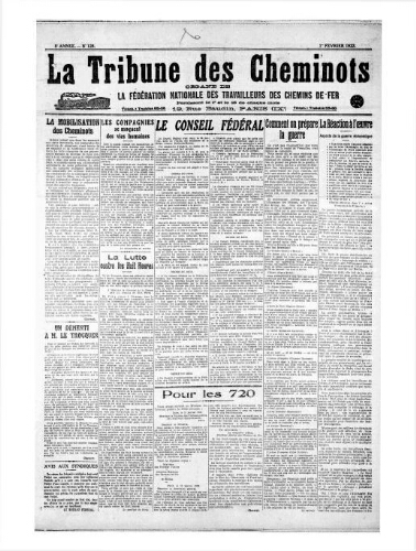 La Tribune des cheminots [unitaires], n° 128, 1er février 1923