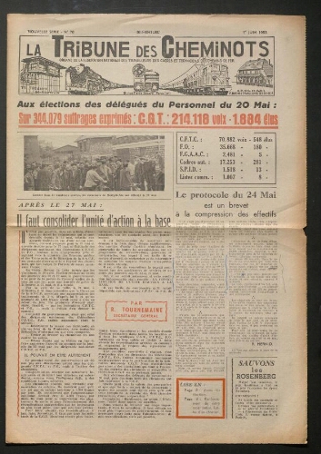 La Tribune des cheminots, n° 70, 1er juin 1953