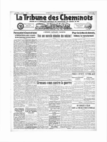 La Tribune des cheminots [unitaires], n° 404, 1er août 1934
