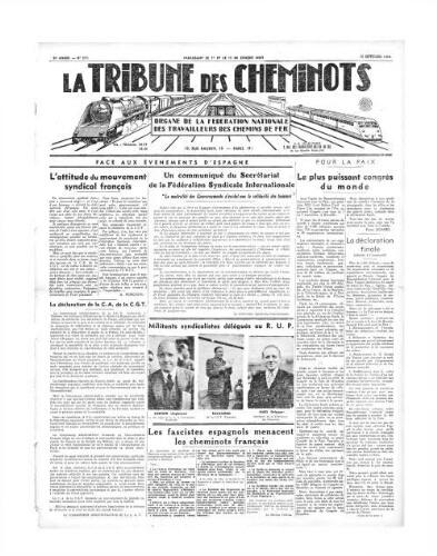 La Tribune des cheminots, n° 517, 15 septembre 1936
