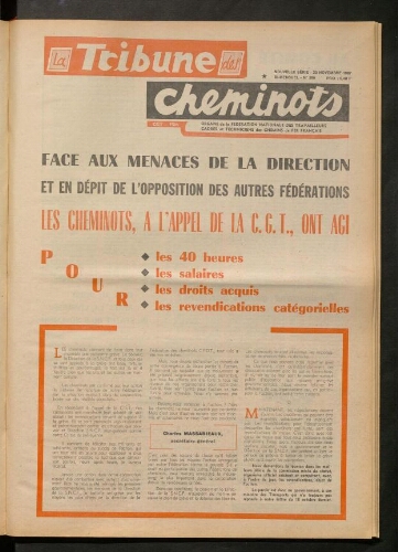 La Tribune des cheminots [actifs], n° 389, 20 novembre 1967