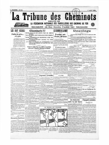 La Tribune des cheminots [unitaires], n° 116, 1er août 1922