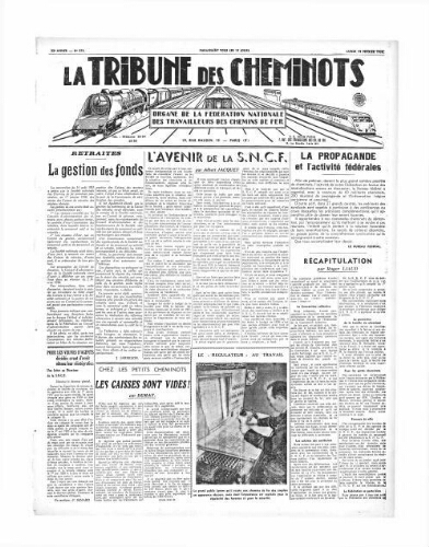 La Tribune des cheminots [édition 2 Vie des réseaux/régions], n° 553, 14 février 1938