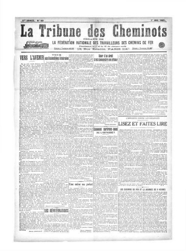 La Tribune des cheminots, n° 89, 1er mai 1921