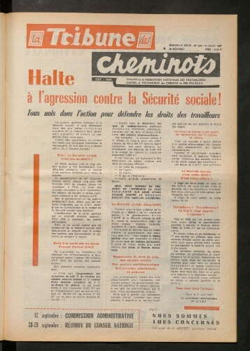 La Tribune des cheminots [actifs], n° 384, 31 août 1967