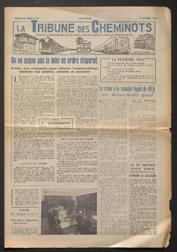 La Tribune des cheminots, n° 84, 1er février 1954