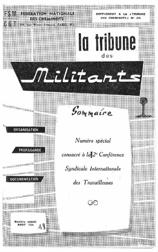 La Tribune des militants, numéro spécial, supplément au n° 318 de La Tribune des cheminots, Août 1964