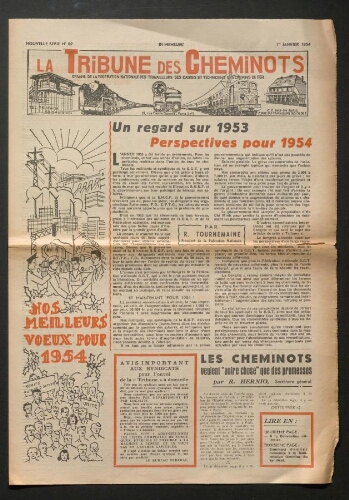 La Tribune des cheminots, n° 82, 1er janvier 1954