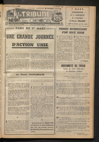 La Tribune des cheminots, n° [286], 18 février 1963