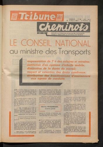La Tribune des cheminots [actifs], n° 408, 15 octobre 1968