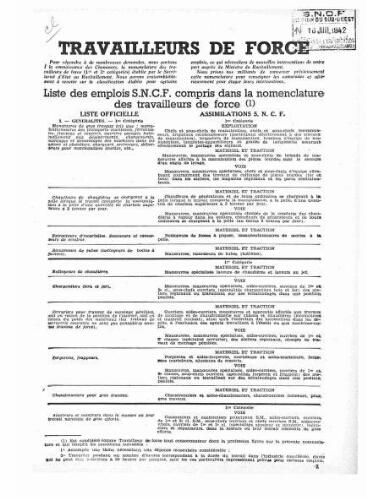 La Tribune des cheminots : les informations professionnelles de la Fédération nationale des travailleurs des chemins de fer, supplément au n° 36, 15 juillet 1942