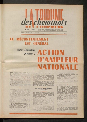 La Tribune des cheminots [actifs], n° 460, 2 juin 1971