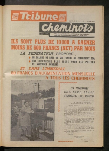 La Tribune des cheminots, n° 375, 15 mars 1967