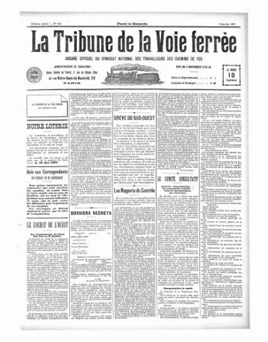 La Tribune de la voie ferrée, n° 440, 6 janvier 1907