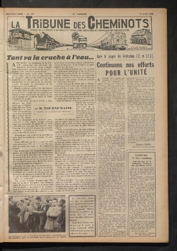 La Tribune des cheminots, n° 137, 15 juin 1956