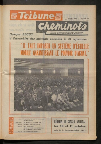 La Tribune des cheminots [actifs], n° 407, 2 octobre 1968