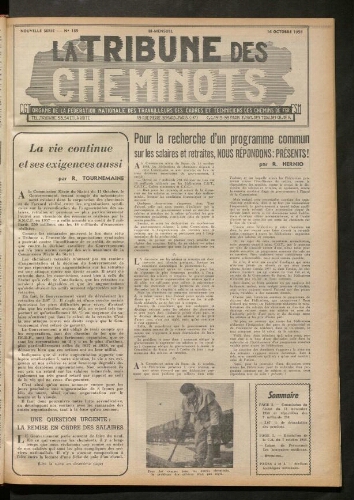La Tribune des cheminots, n° 189, 16 octobre 1958