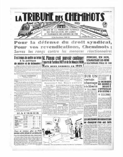 La Tribune des cheminots, [sans numérotation], 5 novembre 1948