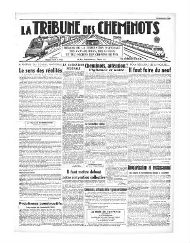 La Tribune des cheminots, [sans numérotation], 15 décembre 1946