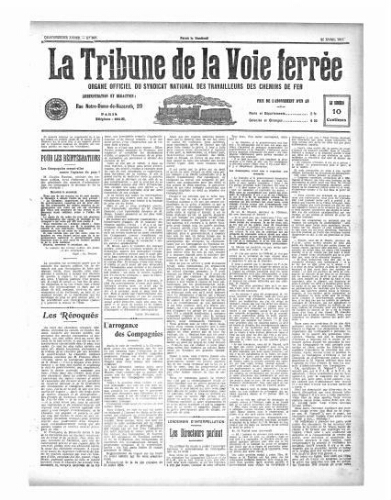 La Tribune de la voie ferrée, n° 662, 21 avril 1911