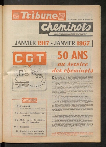 La Tribune des cheminots, n° 370, 28 décembre 1966