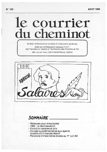 Le Courrier du cheminot, n° 100, Août 1984