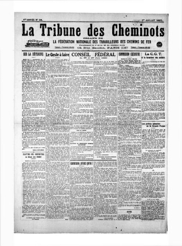 La Tribune des cheminots, n° 69, 1er juillet 1920