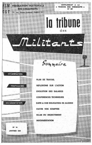 La Tribune des militants, n° 14, supplément au n° 307 de La Tribune des cheminots, Janvier 1964