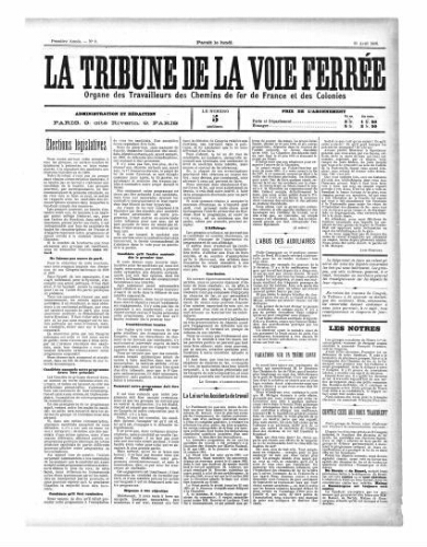 La Tribune de la voie ferrée, n° 8, 25 avril 1898