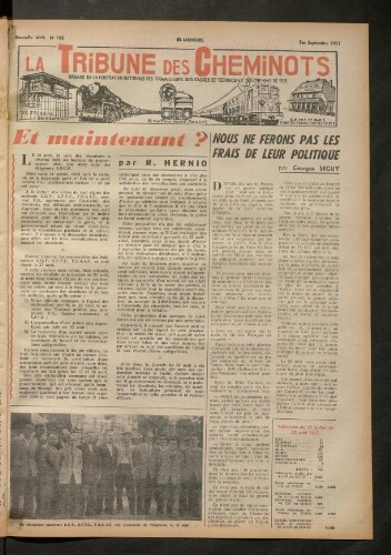 La Tribune des cheminots, n° 162, 1er septembre 1957