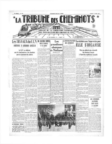 La Tribune des cheminots [édition 1 Vie des réseaux/régions], n° 540, 14 août 1937