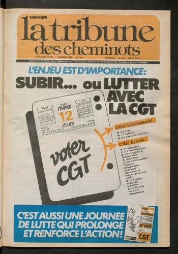 La Tribune des cheminots, n° 576, 2 février 1981