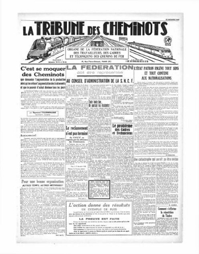 La Tribune des cheminots, [sans numérotation], 15 décembre 1948