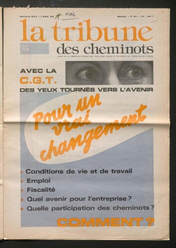 La Tribune des cheminots, n° 542, 2 mars 1978
