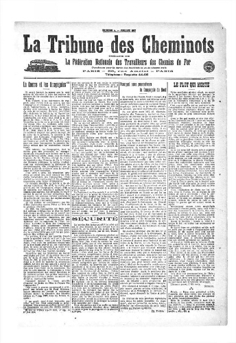 La Tribune des cheminots, n° 5, juillet 1917