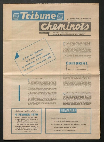 La Tribune des cheminots [actifs], n° 433, 29 décembre 1969