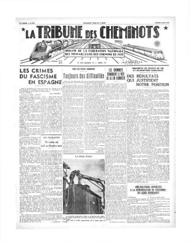 La Tribune des cheminots [édition 1 Vie des réseaux/régions], n° 535, 5 juin 1937