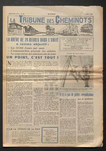 La Tribune des cheminots, n° 88, 1er avril 1954