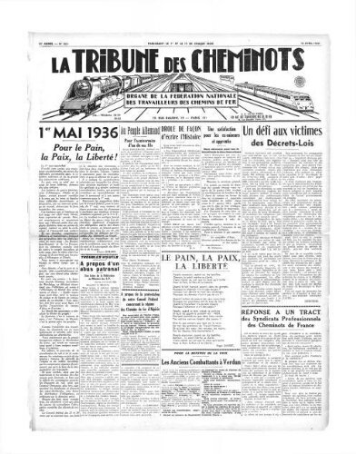 La Tribune des cheminots, n° 507, 15 avril 1936
