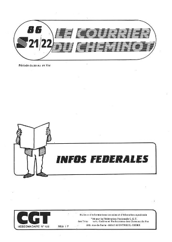 Le Courrier du cheminot, n° 122, édition actifs, 20 mai - 31 mai 1986, semaines 21 - 22