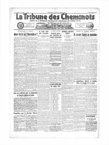 La Tribune des cheminots [unitaires], n° 434, 1er novembre 1935