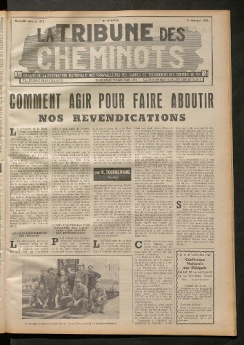 La Tribune des cheminots, n° 210, 1er octobre 1959