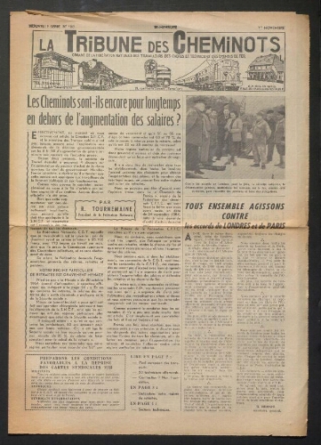 La Tribune des cheminots, n° 100, 1er novembre 1954