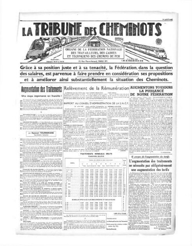 La Tribune des cheminots, [sans numérotation], 1er août 1946