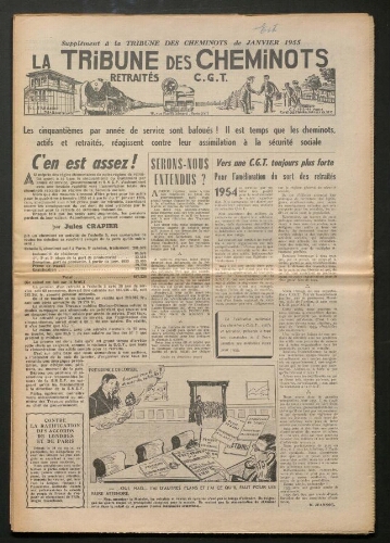 La Tribune des cheminots retraités CGT, supplément, Janvier 1955