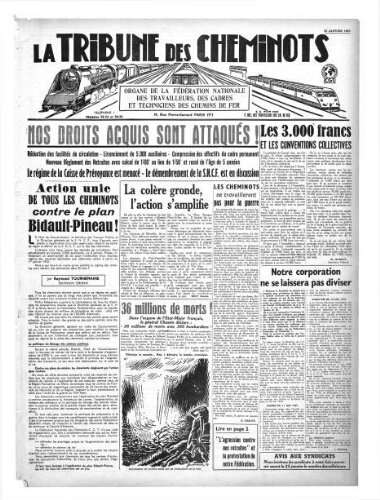 La Tribune des cheminots, [sans numérotation], 15 janvier 1950